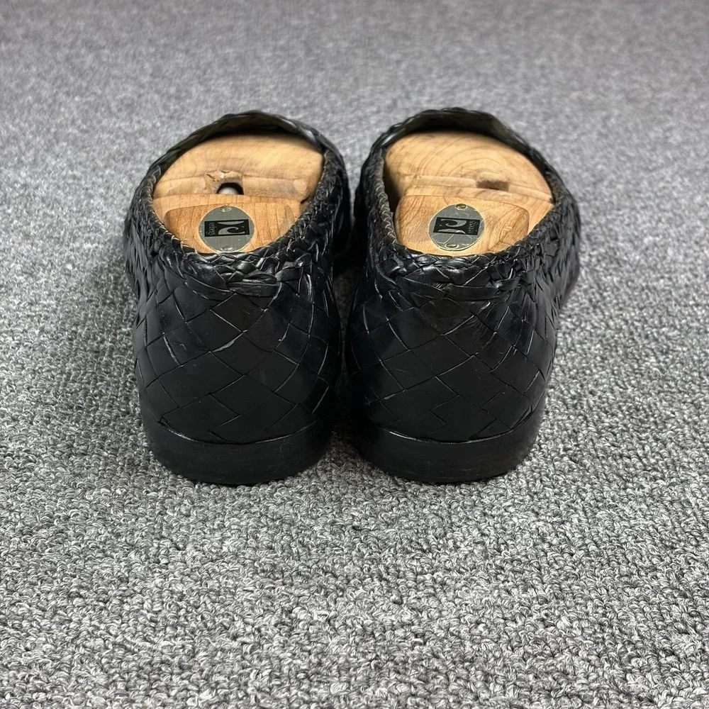 Moreschi Woven Leather Loafers Mens 9.5 Black Handmade Italy Huarache Slip On